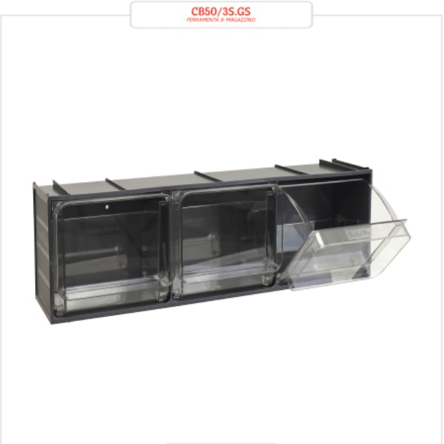 RackZone Storage Tilt Bin System CB600/4A with 210 drawers for small parts.