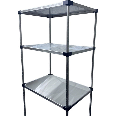 RackZone 4 Tier Chrome Security Trolley, 1600H x 1520W x 610D.