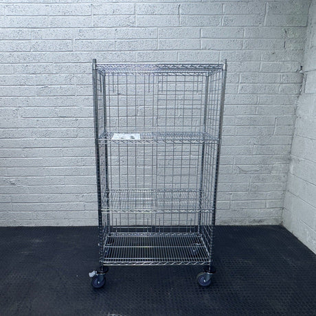 RackZone 4 Tier Chrome Trolley: mobile HORECA shelving for any space.