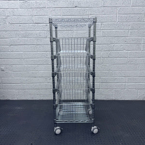 RackZone 5 Tier Chrome Basket Trolley, 1250H x 450W x 450D, ideal for kitchens.