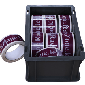 RackZone Euro Container, 200x150x120mm grey, holds several rolls of tape.