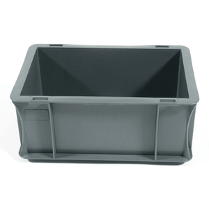 RackZone Euro Container 300d x 200w x 120h, open top, gray for storage.