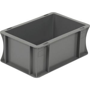 RackZone Euro Container 300x200x120mm, gray, reinforced for warehouse storage.