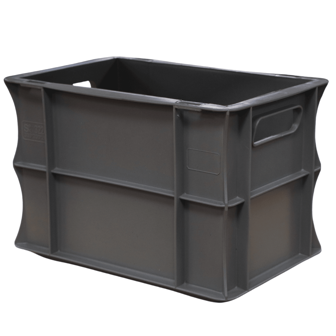 RackZone Euro Container 300x200x200mm Grey with handles for storage.
