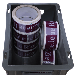 RackZone Euro Container 300x200x200mm Grey holding rolls of maroon tape.