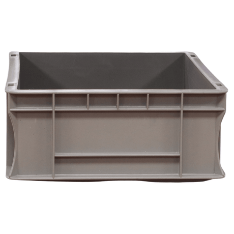 RackZone Euro Container 400x300x120mm, gray plastic, open top, reinforced sides.