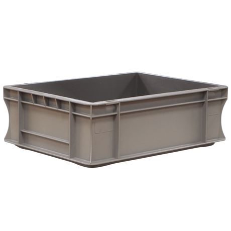 RackZone Euro Container 400x300x120mm, gray plastic with open top and strong sides.