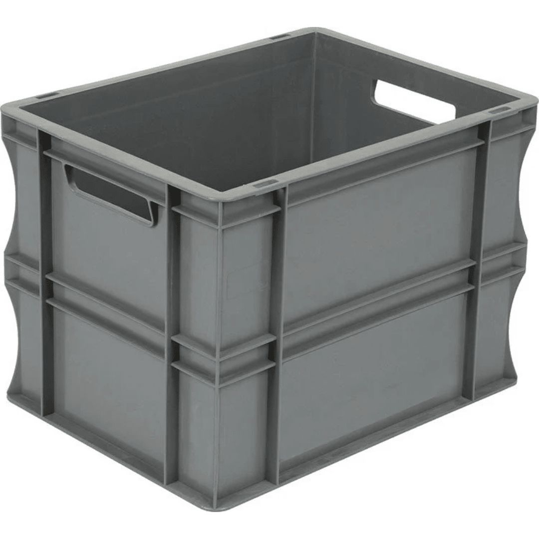 RackZone Euro Container 400x300x220mm Grey, shown at an angle with handles.