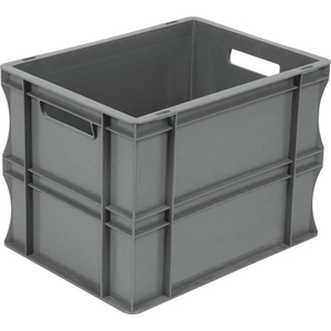 RackZone Euro Container 400x300x220mm Grey, shown at an angle with handles.