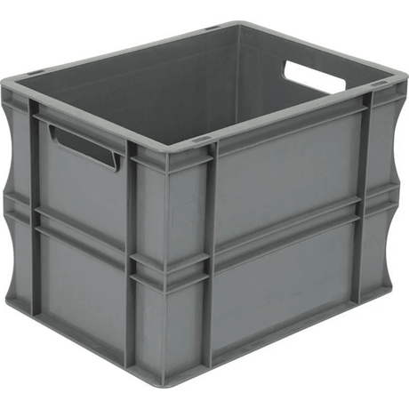 RackZone Euro Container 400x300x220mm Grey, shown at an angle with handles.