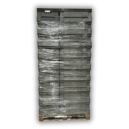 RackZone Pallet Deal: 70 grey 600x400x150mm euro containers on pallet.