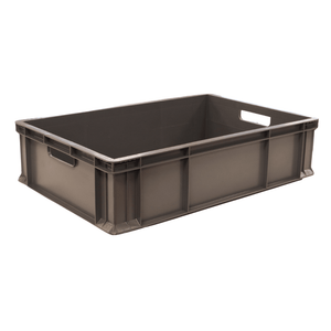 RackZone Euro Container 600x400x150mm Grey, stackable with handles for storage.