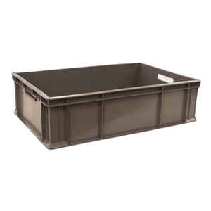 RackZone Euro Container 600x400x175mm, gray, with side handles, empty.