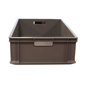 RackZone Euro Container 600x400x175mm, gray, open top, front handle.