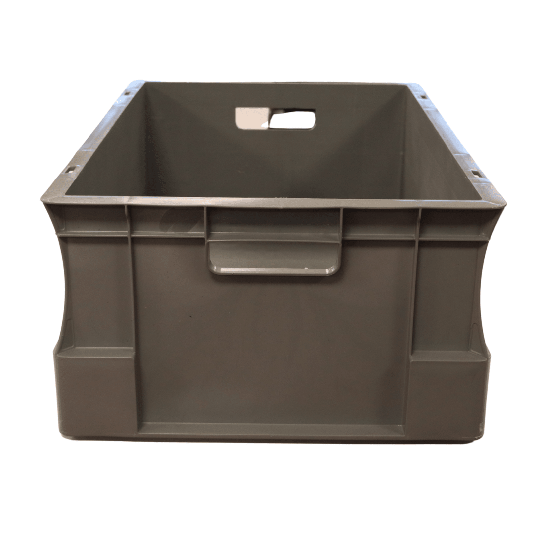 RackZone Euro Container 600x400x230mm Grey with handle, front view shown.