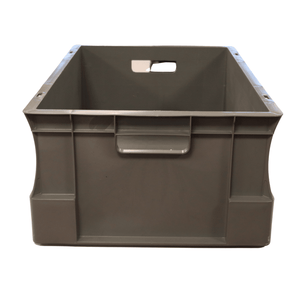 RackZone Euro Container 600x400x230mm Grey with handle, front view shown.