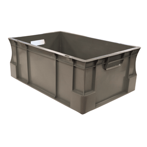 RackZone Euro Container 600x400x230mm Grey with handles for industrial storage.
