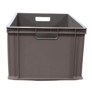 RackZone Euro Container 600x400x280mm Grey with handle, front view.