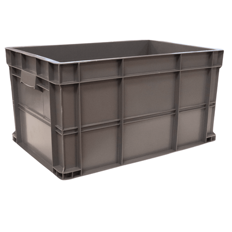 RackZone Euro Container 600x400x320mm Grey with reinforced sides and handles.