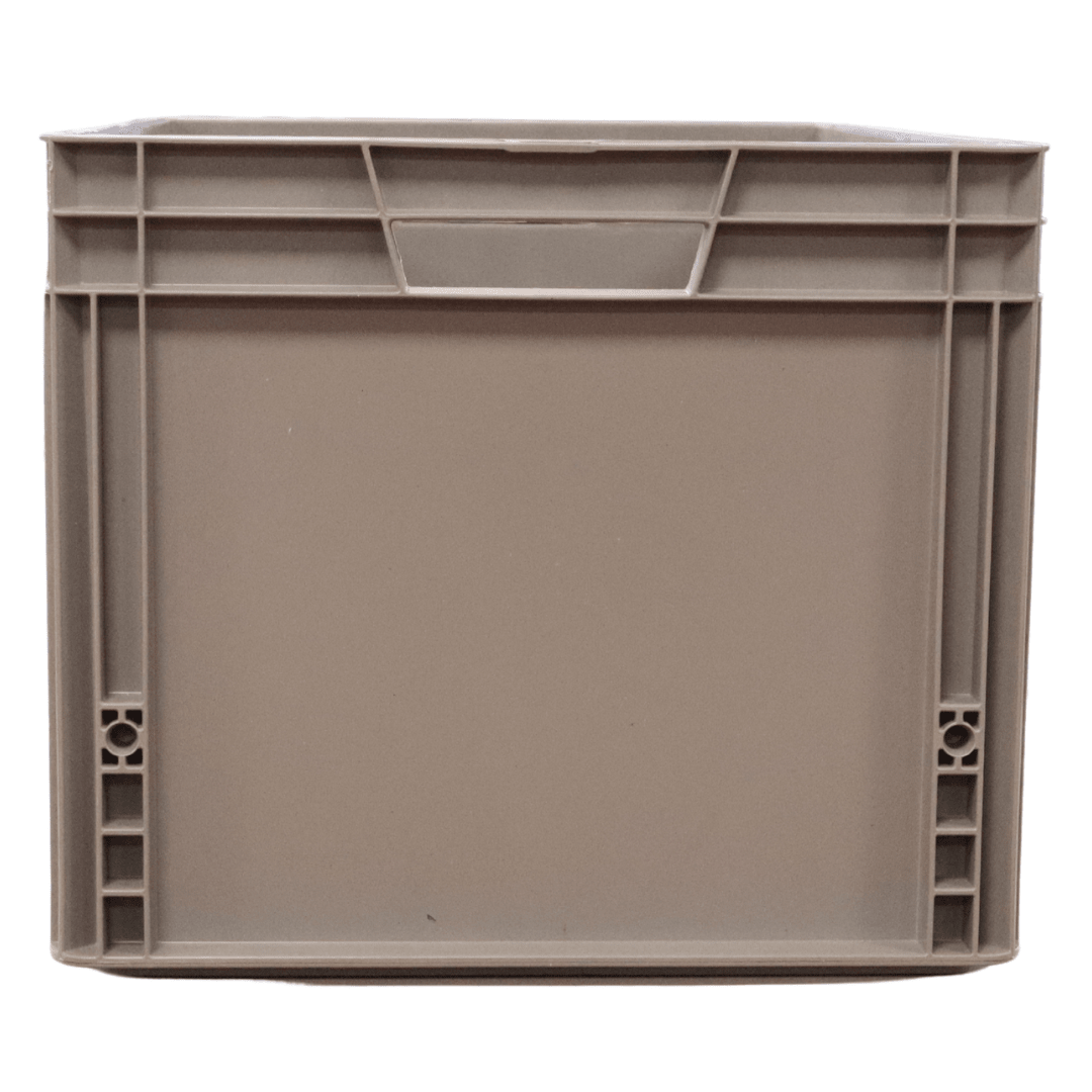RackZone Euro Container 600x400x340mm grey, rectangular and stackable side view.