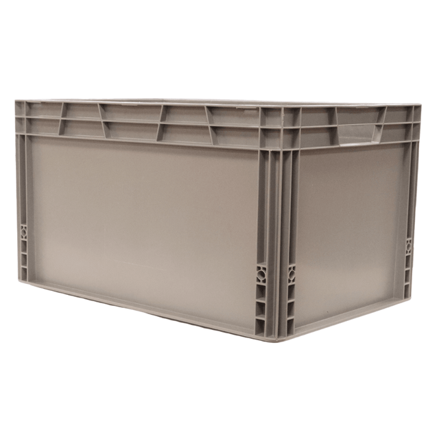 RackZone Euro Container 600x400x340mm Grey, stackable with reinforced edges.
