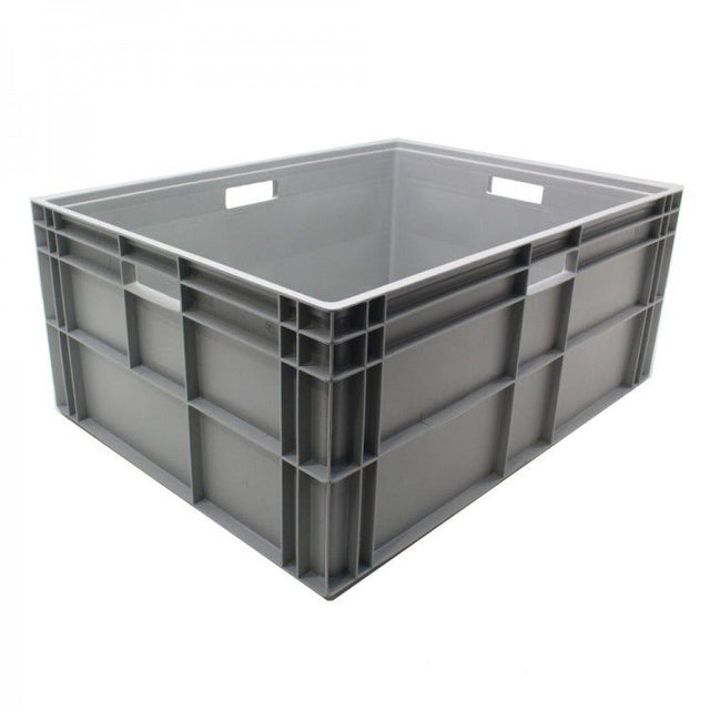 RackZone Euro Container 800x600x330mm, grey, open top with side handles.
