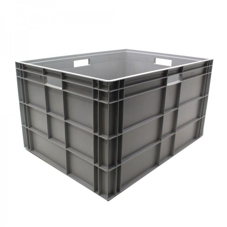 RackZone Euro Container 800x600x450mm Grey with handles for industrial storage.