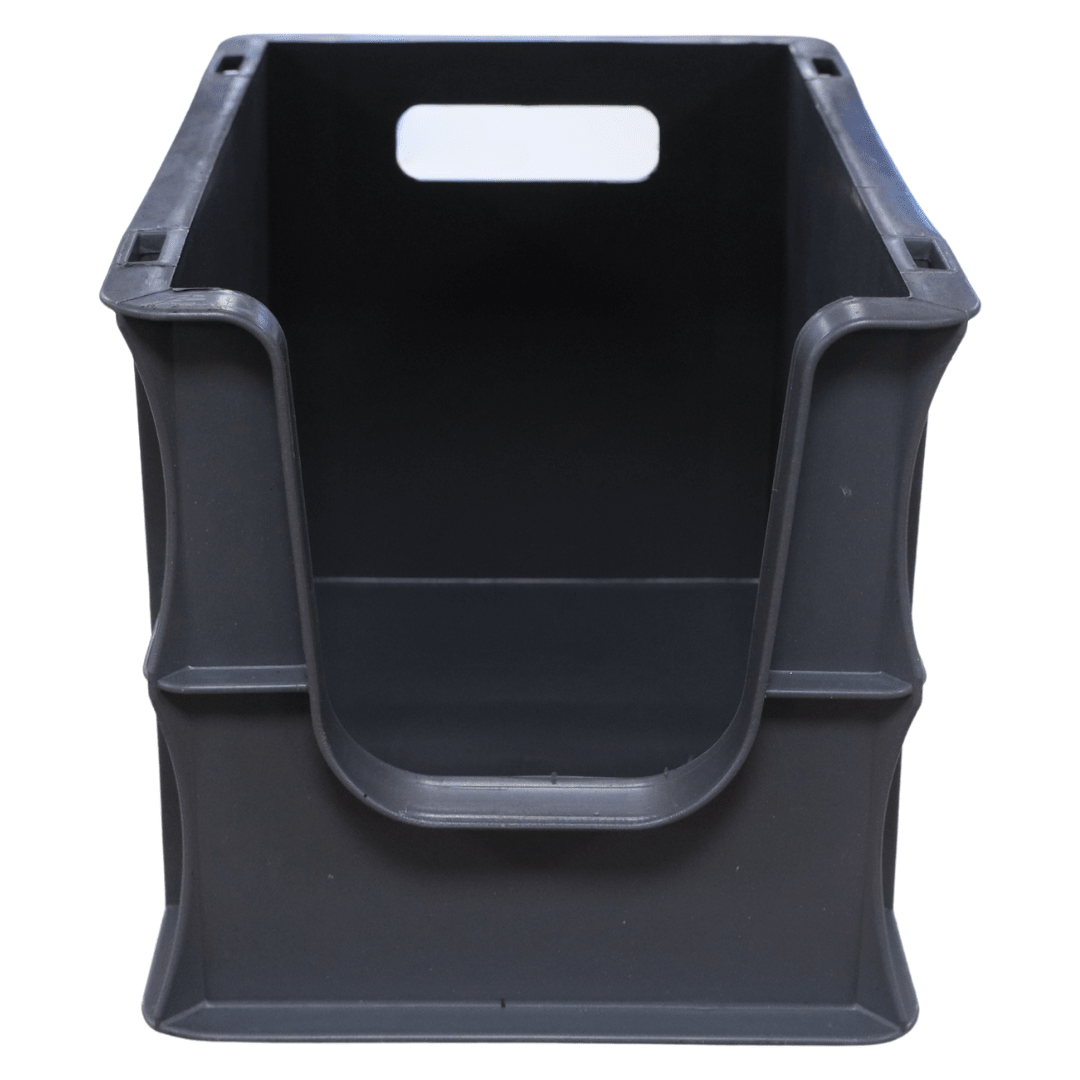 RackZone Euro Picking Container 300x200x200mm, grey, stackable with open front.