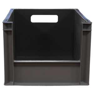 RackZone Euro Picking Container, grey, 400x300x220mm, open front & handle cutout.