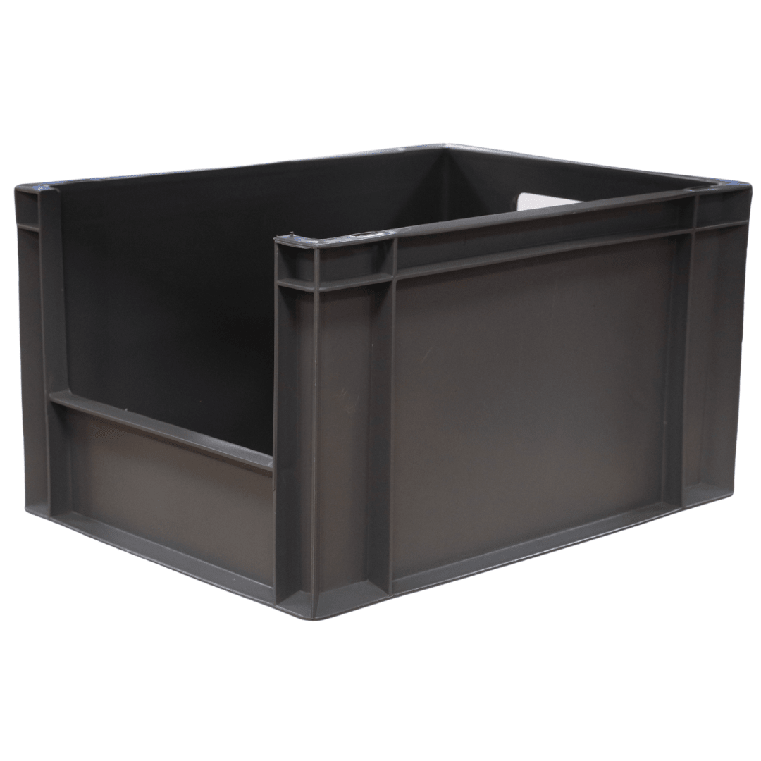 RackZone Euro Picking Container, 400x300x220mm, grey, stackable with open front.
