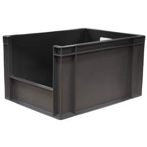 RackZone Euro Picking Container, 400x300x220mm, grey, stackable with open front.