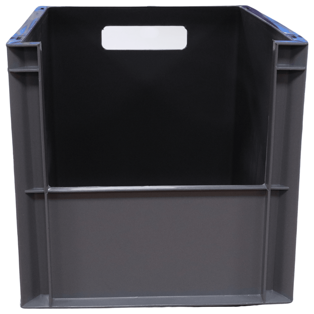RackZone Euro Picking Container 400x300x290mm Grey with open front and handle.