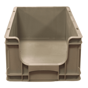 RackZone Euro Picking Container: stackable, open front, reinforced sides, grey.