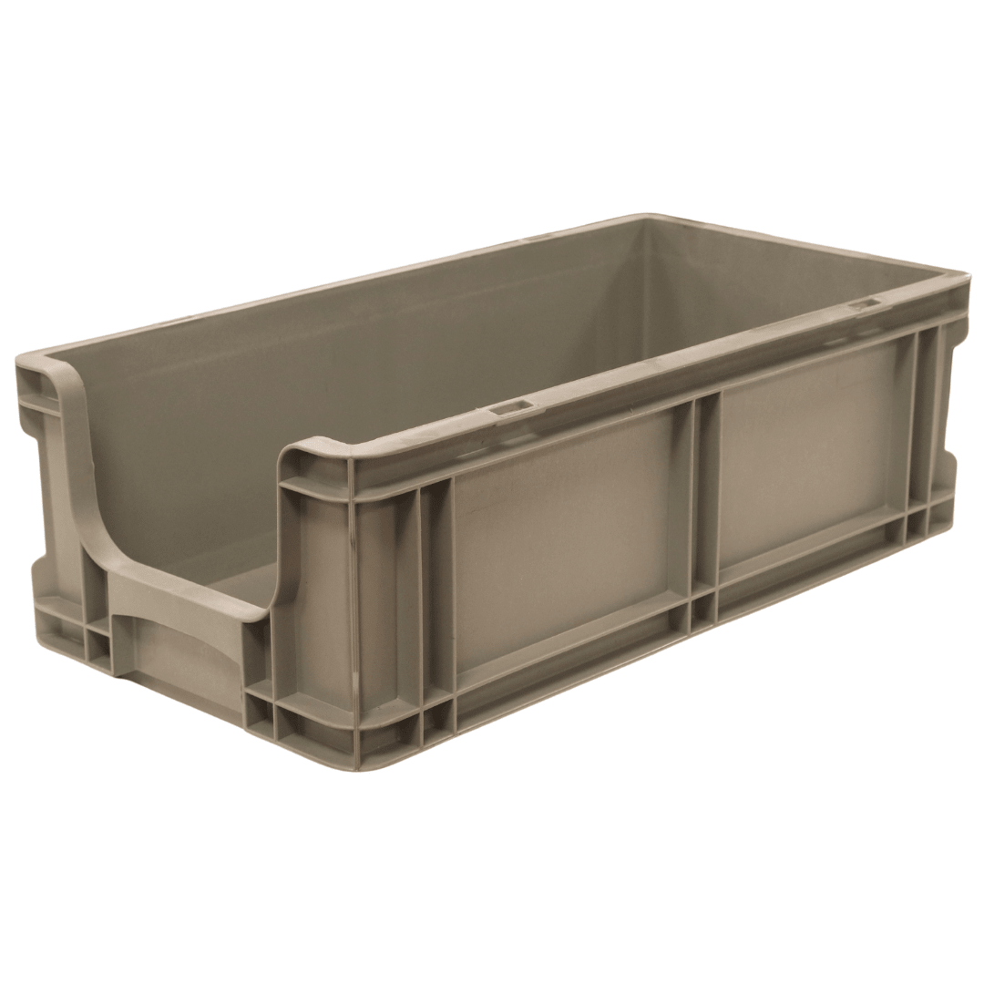 RackZone Euro Picking Container, 505x256x165mm, stackable, open front, grey.
