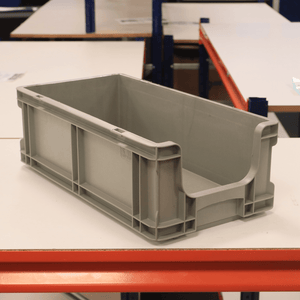 RackZone Euro Picking Container 505d x 256w x 165h Grey on a white table.