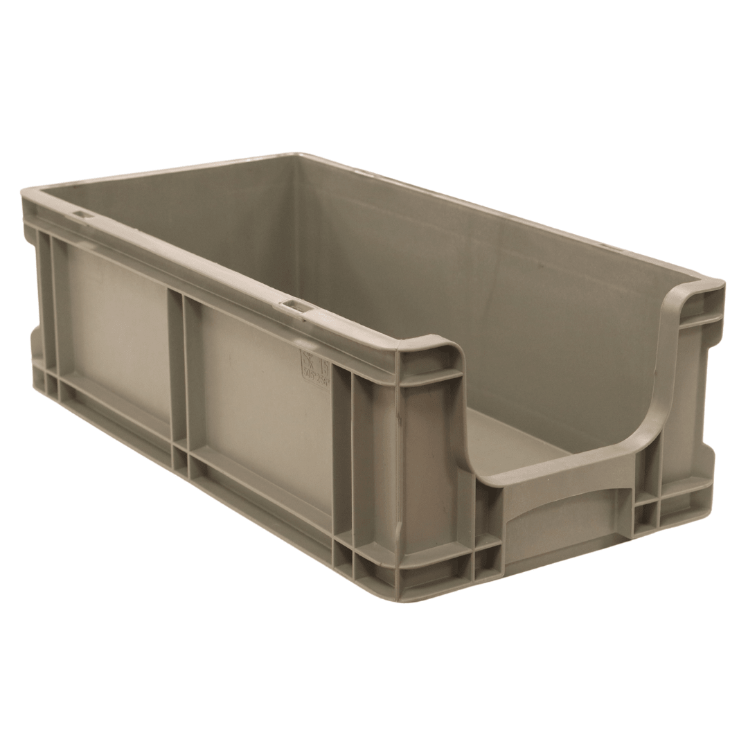 RackZone Euro Picking Container 505x256x165mm, grey, stackable with open front.