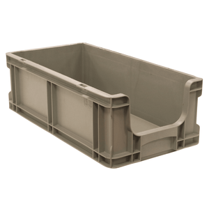 RackZone Euro Picking Container 505x256x165mm, grey, stackable with open front.