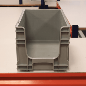 A RackZone Euro Picking Container 505x295x180mm Grey serves as storage.