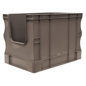 RackZone Euro Picking Container 600x400x420mm Grey, stackable with open front.