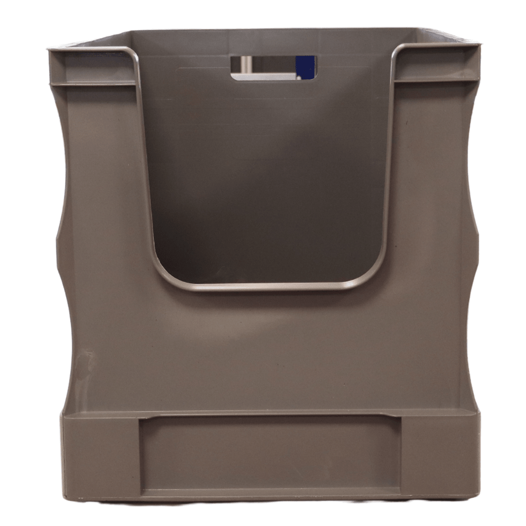 RackZone Euro Picking Container 600x400x420mm, grey, stackable with handles.