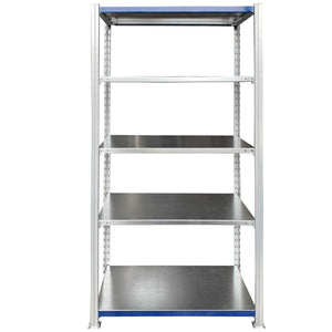 RackZone Easy Rack 5 Level Galvanise Shelf, 2000h x 1000w x 300d, front view.