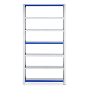 RackZone Easy Rack Galvanised 5-shelf unit with blue supports, 300mm deep.