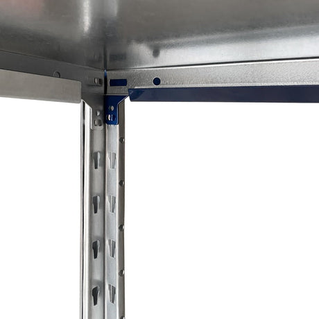 Close-up of RackZone Easy Rack Galvanise shelf corner with support brackets.