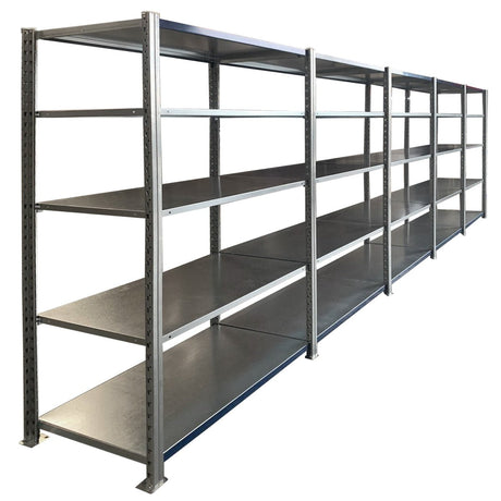 RackZone Easy Rack Galvanise 5 Bay Special with adjustable modular shelves.