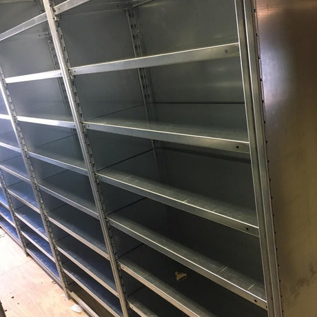RackZone Easy Rack Galvanised Shelving 500mm Depth in a wooden-floored room.