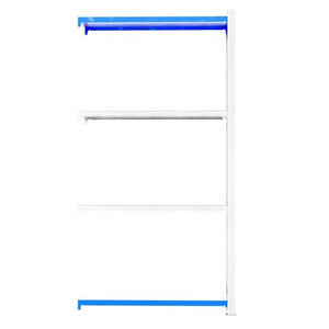 RackZone Easy Rack Galvanised Shelving Extender with three white shelves.