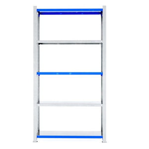 RackZone Easy Rack Galvanised Shelving, 4 shelves, blue supports, 500mm depth.
