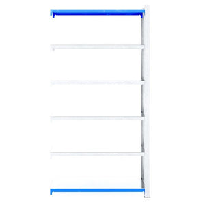 RackZone Easy Rack Galvanised Extender with 6 white shelves, 500mm depth.