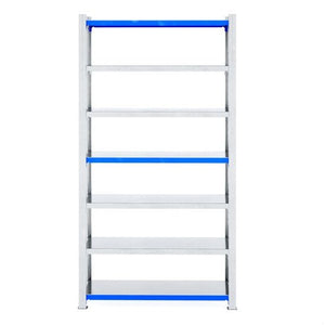 RackZone Easy Rack Galvanised Shelving, 6 shelves, blue accents, 500mm depth.