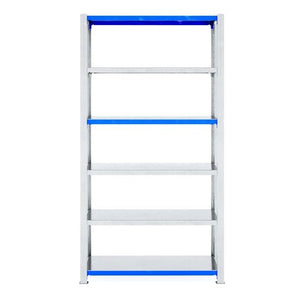 RackZone Easy Rack Galvanised Shelving, 5-tier starter, 600mm depth, blue trim.